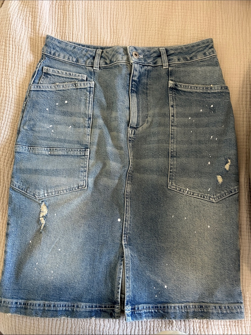 Pilcro and the Letterpress Light Blue Denim Midi Skirt